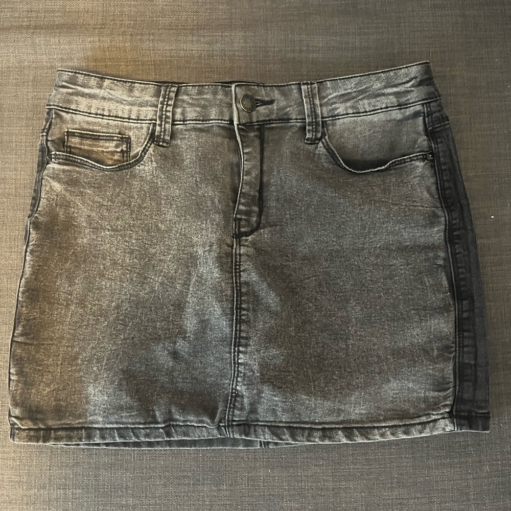 Gray Denim Mini Skirt